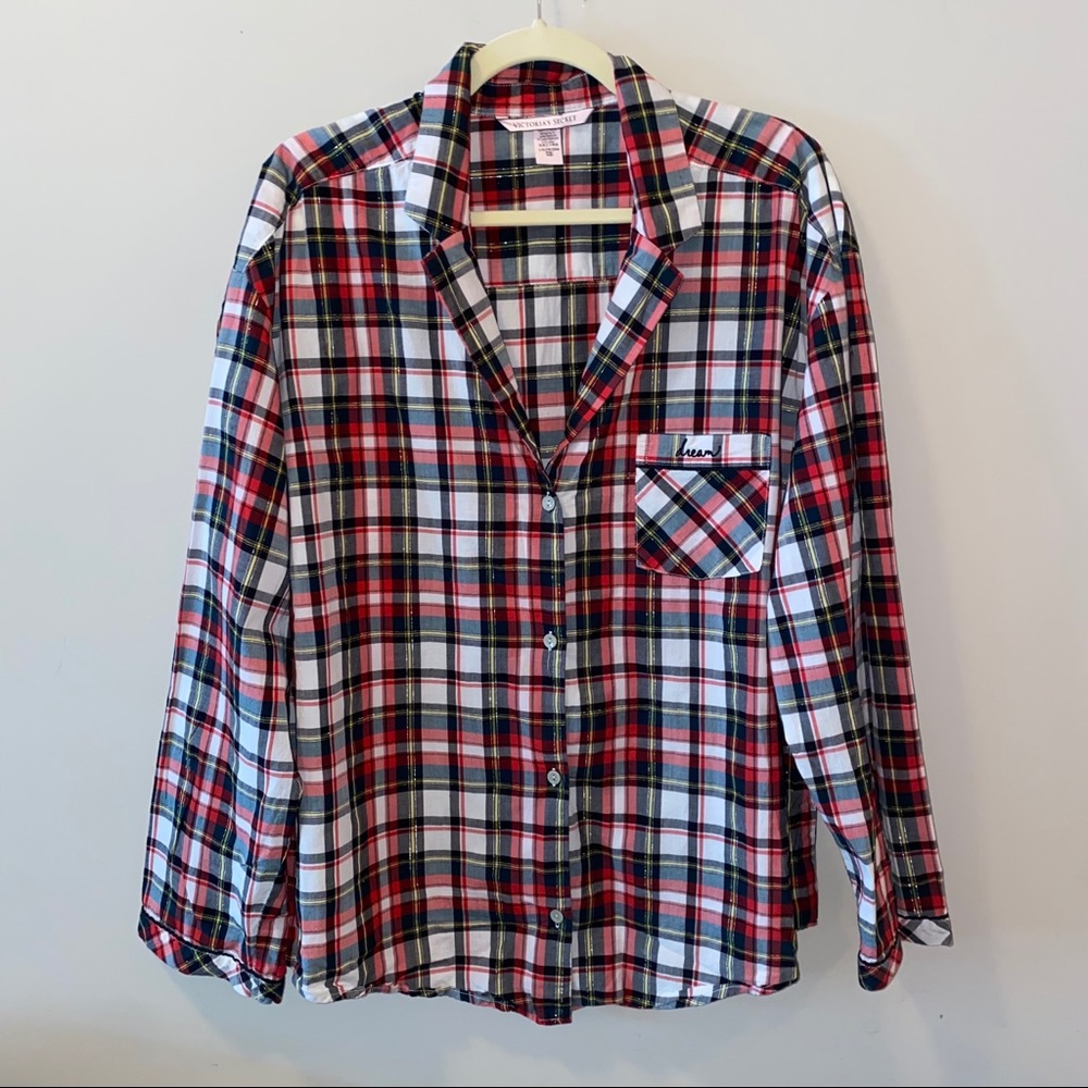 Red Plaid Victoria Secret Pijama Top Large